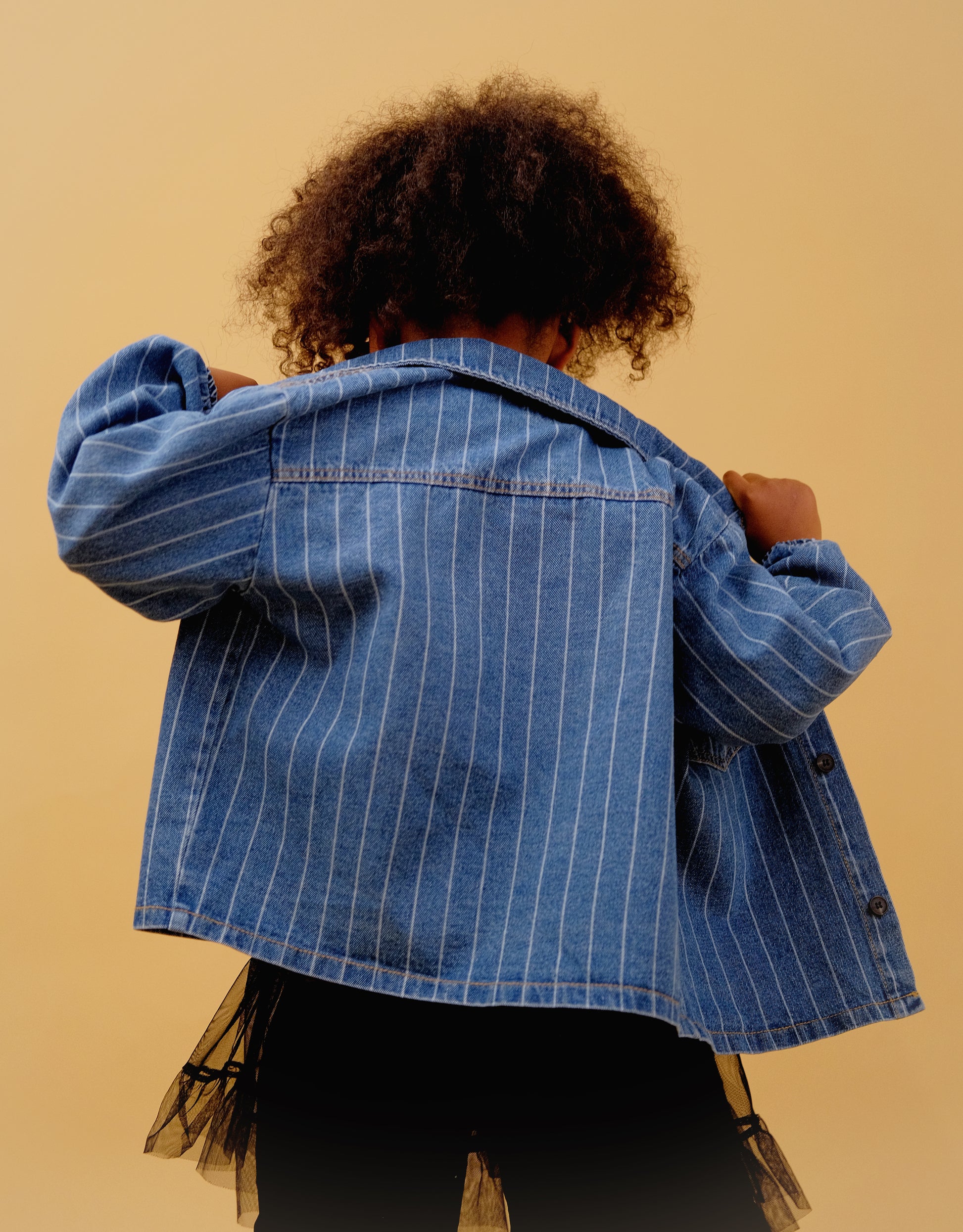Pinstripe Denim Shacket