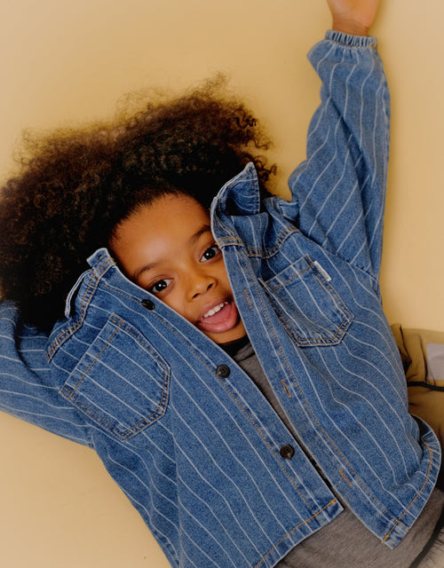 Pinstripe Denim Shacket