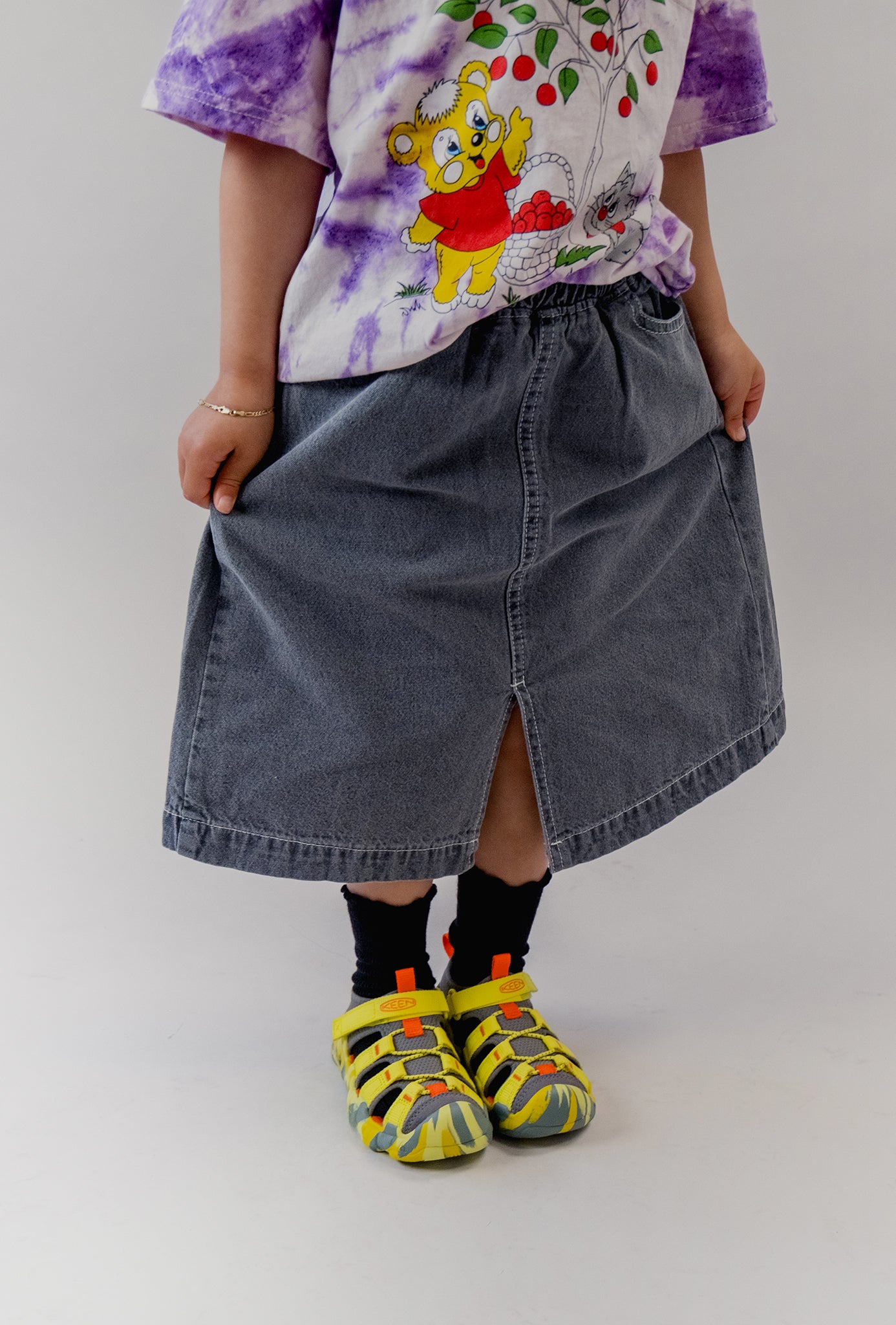 Washed Black Denim Skirt